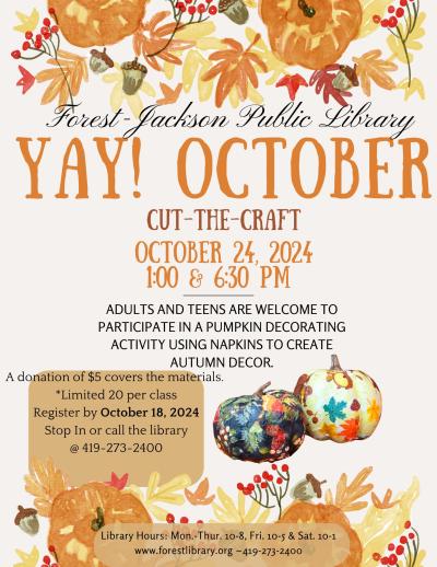 flyer for October cut the craft