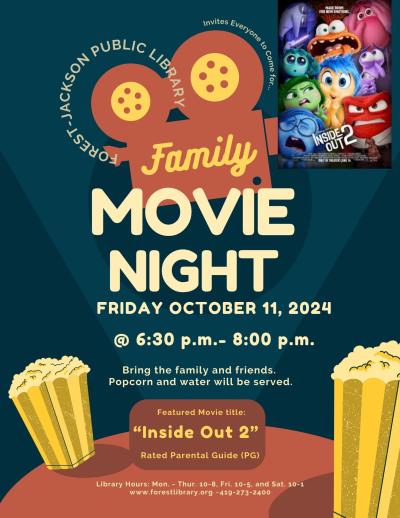 flyer for inside out 2 movie night